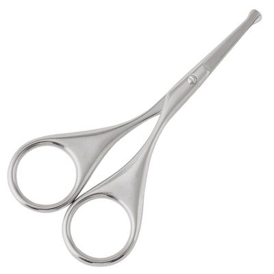 Premium Nose Hair Scissors, Curved Safety Blades with Rounded Tip for Trimming Small Details Facial Hair, Ear Hair, Eyebrow (Silver)