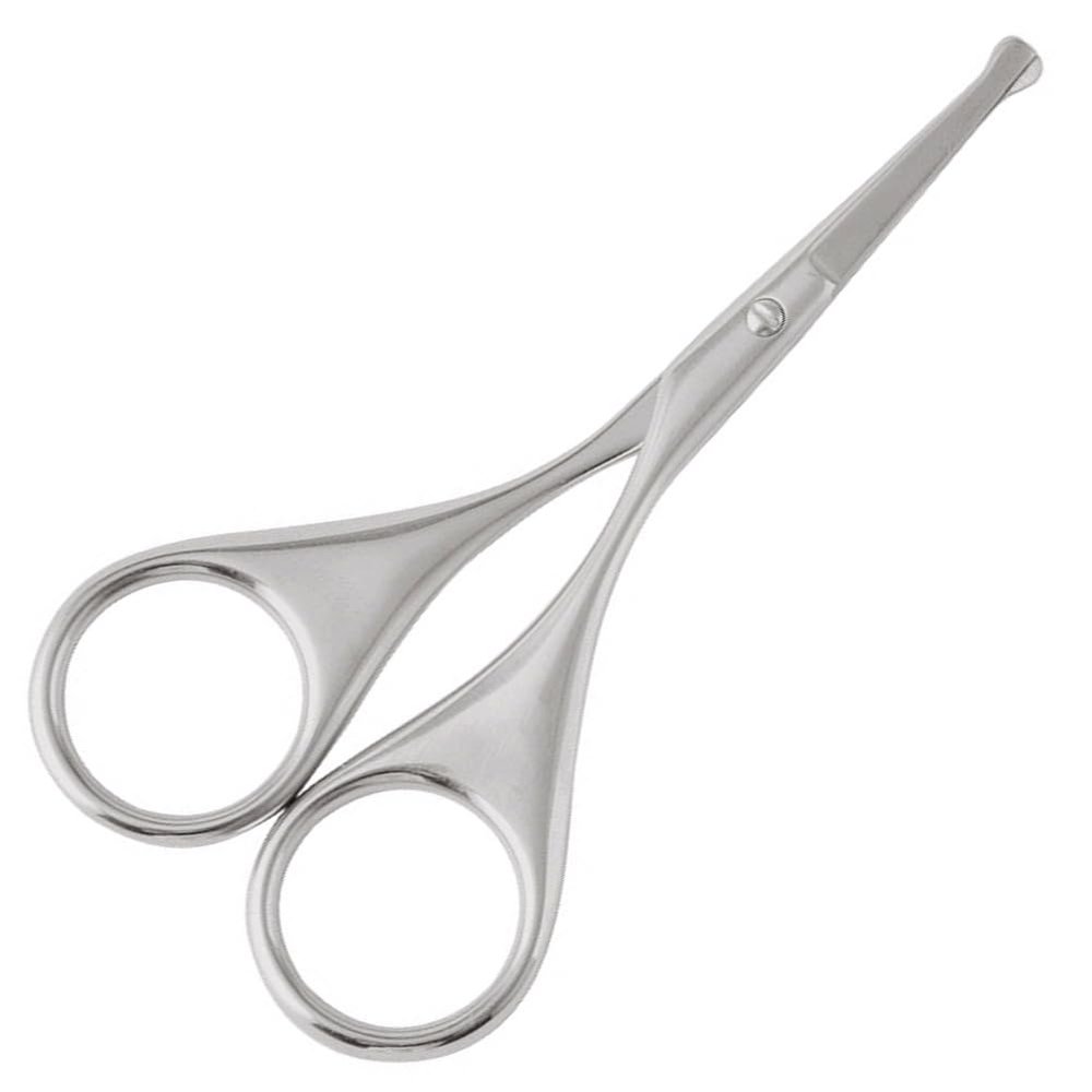 Premium Nose Hair Scissors, Curved Safety Blades with Rounded Tip for Trimming Small Details Facial Hair, Ear Hair, Eyebrow (Silver)
