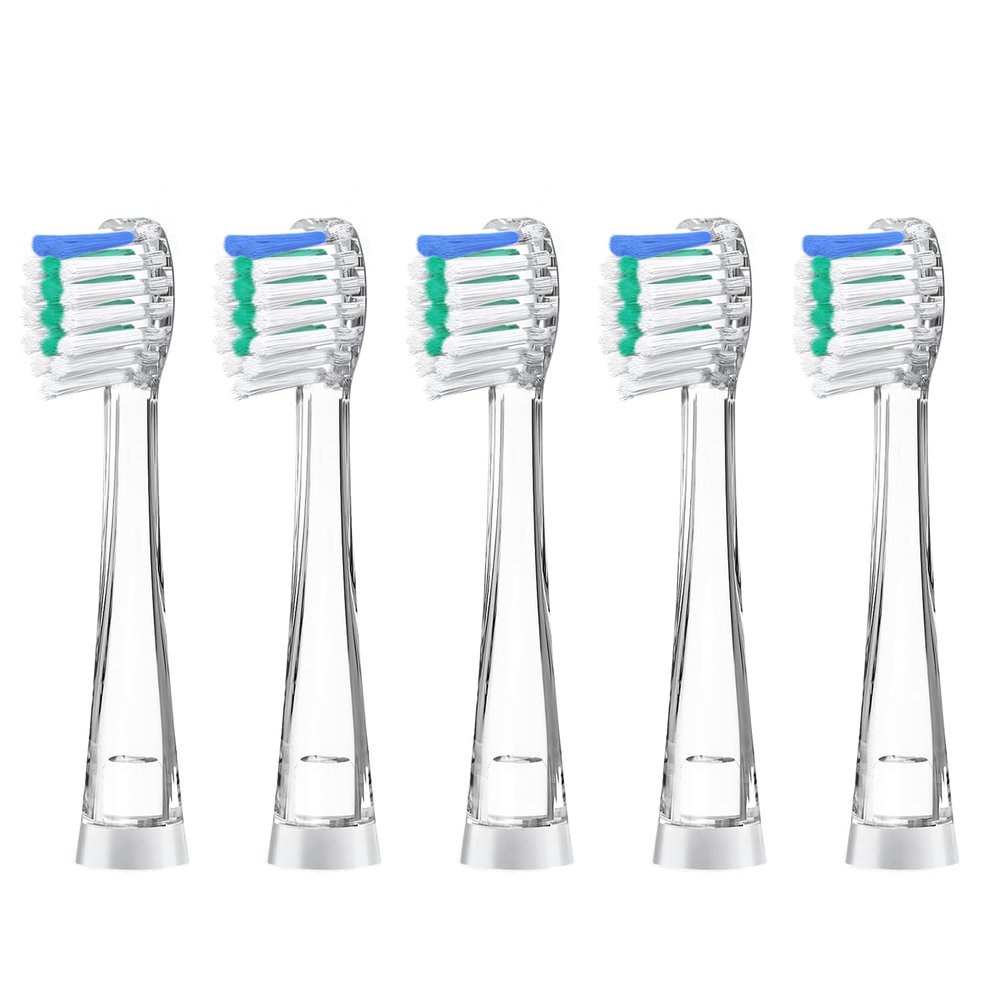 5Pcs Kids Replacement Toothbrush Heads Compatible with Seago SG-513/977/EK6/SG-2139, Brush-Baby WildOnes/KIDZSONIC, Dada-Tech DT-BB1/DT-977/DT-K6 Green Medium Size for 18-36 Months