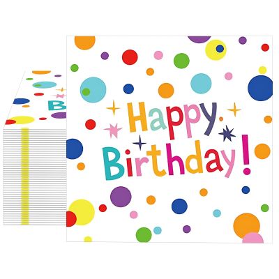 Birthday Napkins, Happy Birthday Party Napkins - Colorful Confetti & Star Design Disposable 40 Pack for 10th 15th 17th 21st 30th 40th 50th+ Birthday Celebrations 6.5X6.5 inches