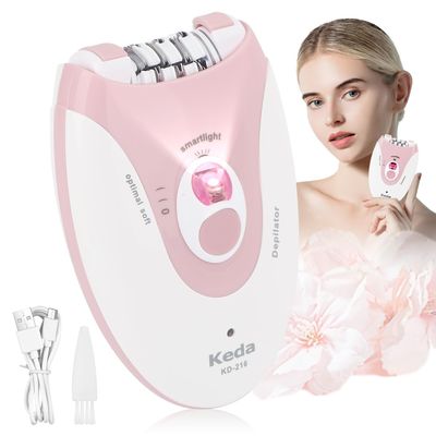 Facial Epilator - 2 Speed Setting, Rechargeable Mini Epilator with 36 Tweezers and LED Light - Cordless Lady Shaver for Face, Legs, Arms, Armpit, Bikini