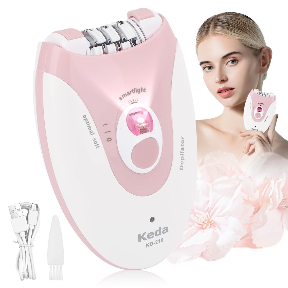 Facial Epilator - 2 Speed Setting, Rechargeable Mini Epilator with 36 Tweezers and LED Light - Cordless Lady Shaver for Face, Legs, Arms, Armpit, Bikini