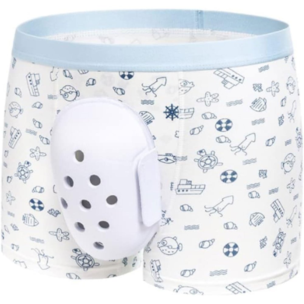 YINGWD Men's Underwear Cartoon After Circumcision Underwear Children'S Post-Care Underwear Boxer Briefs with Protective Cover for Home Use White