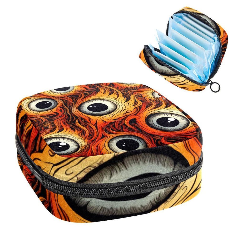 Halloween Eyeball-261 First Period Kit for Girls, Tampon Pantyliners Menstrual Purse, Nursing Pad Holder with Zipper, Sanitary Collect Napkin Bag Organizer