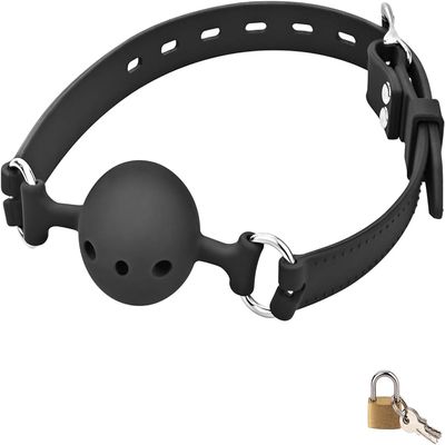 Ball Gag Silicone Breathable Mouth Gag with Lock (1.45"/3.7cm)
