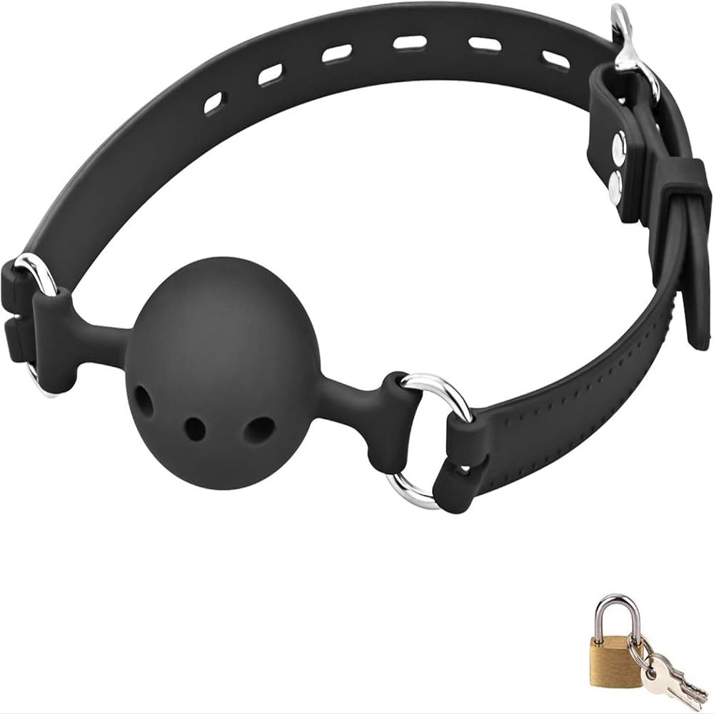 Ball Gag Silicone Breathable Mouth Gag with Lock (1.45"/3.7cm)