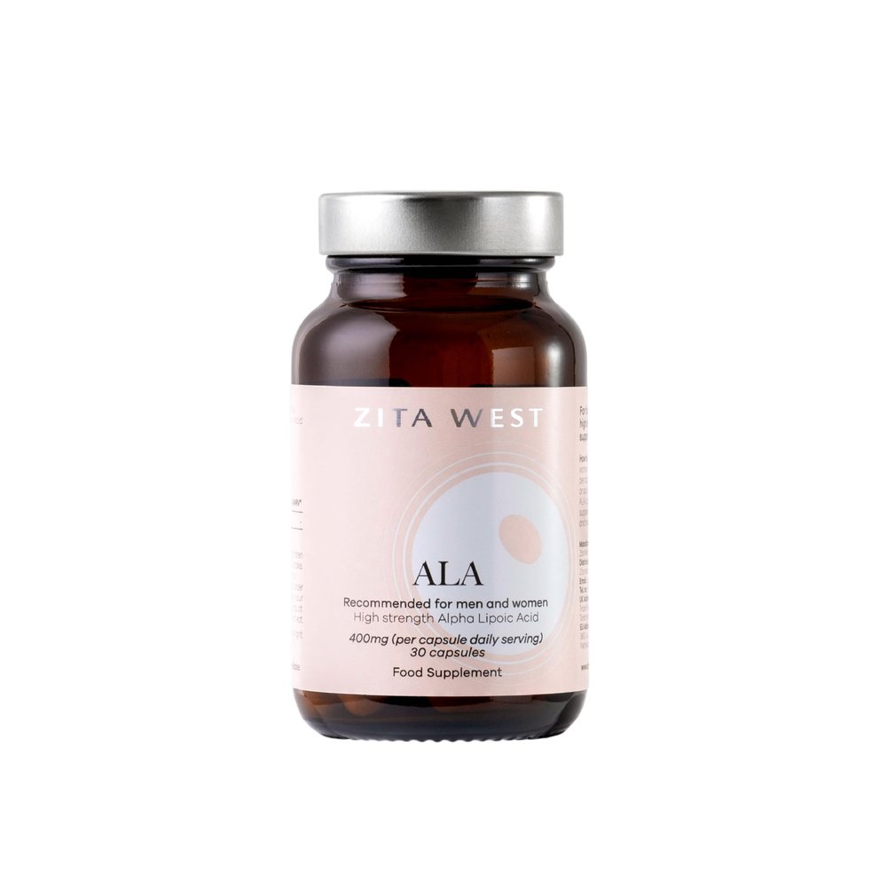 Zita West Alpha Lipoic Acid (ALA) 400mg - High Strength Antioxidant for Male & Female Fertility, PCOS Support, Energy Production - 30 Capsules (One Month Supply)