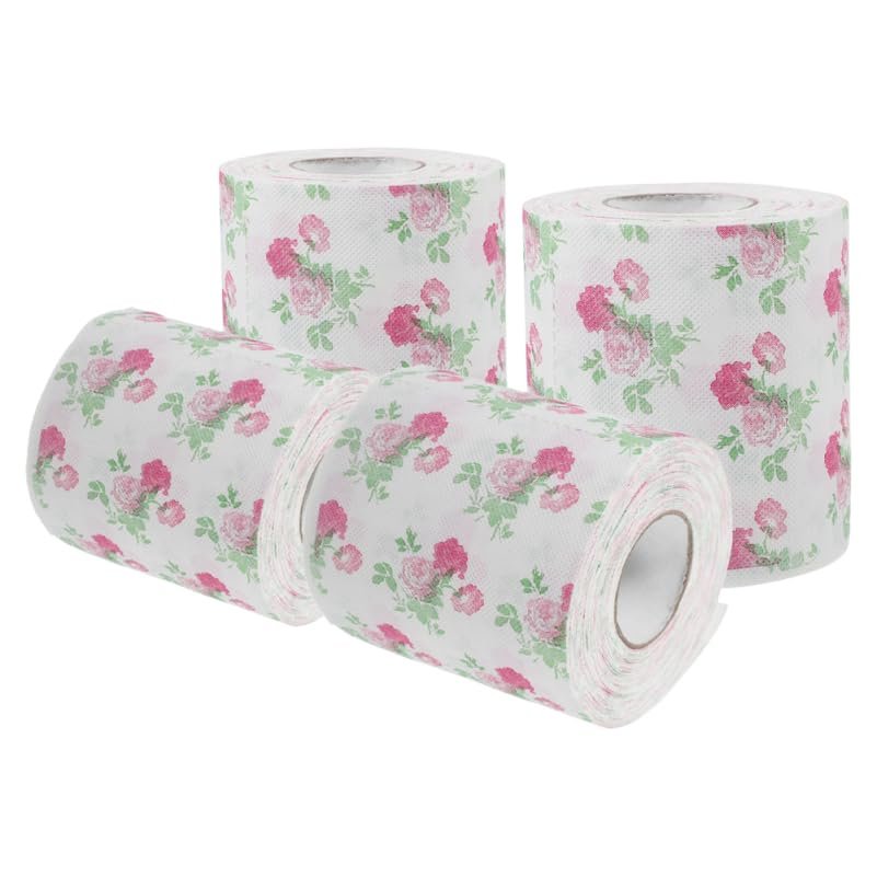 minkissy Coloured Toilet Paper Roll Printed Decorative Bath Tissue Soft Floral Pattern for Home Bathroom Travel Use