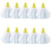 10 Big White Disposable EXEL Mop Heads with 2 Colour Coded Handle (Yellow) view 2