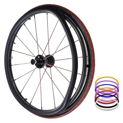 Wheelchair Push Rim Covers 1 Pair Wheelchair Cover 24 Inch Rear Wheel Sports Wheelchair Cover, Silicone Non-Slip Wheelchair Push Rim Covers(Black,24inch)