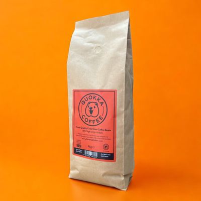 Quokka Coffee Whole Bean 1 KG 100% Colombian Arabica, Medium Roast Speciality Coffee Beans, Rainforest Alliance Certified, Carbon Neutral, Single Origin (1 KG, Colombian)