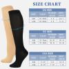 2 Pairs Compression Socks for Women Men, Flight Compression Stocking Socks, knee-high support socks Varicose Veins Socks Pressure Socks Travel Socks for Women Pregnancy (Black+Khaki, L/XL) view 2
