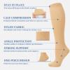 2 Pairs Compression Socks for Women Men, Flight Compression Stocking Socks, knee-high support socks Varicose Veins Socks Pressure Socks Travel Socks for Women Pregnancy (Black+Khaki, L/XL) view 3