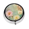 Floral Flowers Daisies Print Round Mini Medicine Storage Box Round Mini Pill Box,Portable Pill Box 3 Compartment view 1