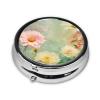 Floral Flowers Daisies Print Round Mini Medicine Storage Box Round Mini Pill Box,Portable Pill Box 3 Compartment view 2