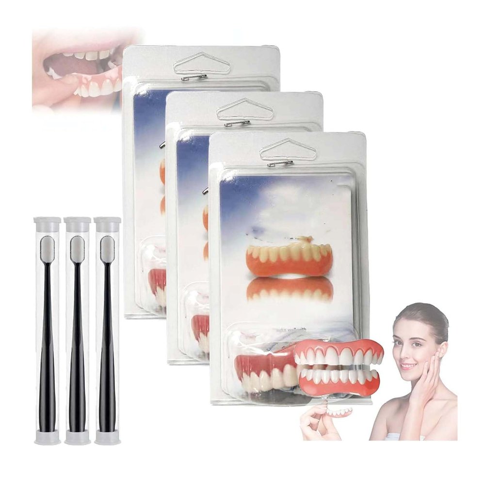 Yunpso Denture Silicone Reline Kit, Teeth Upper and Lower Veneer for Men and Women,Vumela Soft Denture Reline Kit,Snap on Soft Denture Reliner Kit,Denture Silicone Reline Kit (3pcs)