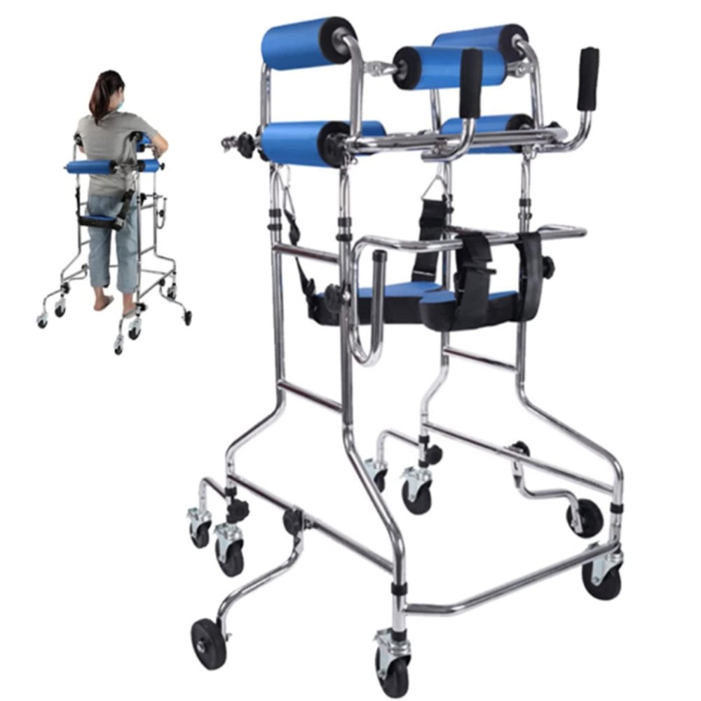Hemiplegia Rehabilitation Standing Frame Walker for Seniors - Adult Portable Walker, Adjustable Height, Walking Aid for The Disabled