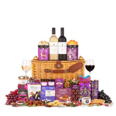 Elegant Christmas Hamper Luxury Festive Gift with Wine Sweets Family Basket