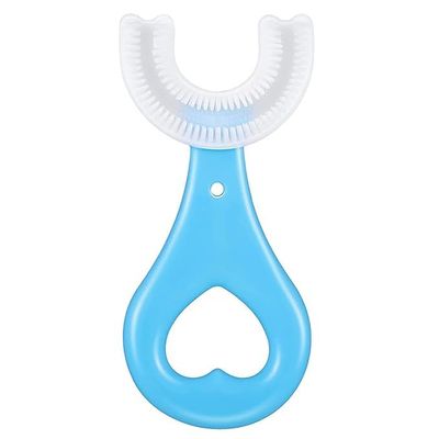 Kids Toothbrushes Soft Silicone Children U Shape Toothbrush Whole Mouth Teeth Cleaning All Round Toothbrush for Kids Baby 2-12 Years Old (Heart Handle Toothbrush)