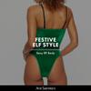 Ann Summers Sexy Elf Body  Green Velvet Christmas Bodysuit with Faux Fur Trim, Sweetheart Neckline & Diamante Buckle  Brazilian Cut Lingerie for Women  Fancy Dress Costume for Festive Role Play view 2