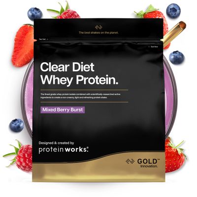 Protein Works | Clear Diet Whey Protein - Gold Innovation, Whey Protein Isolate Powder, Refreshing High Protein Drink, Mixed Berry Burst, 20 Servings, 500g