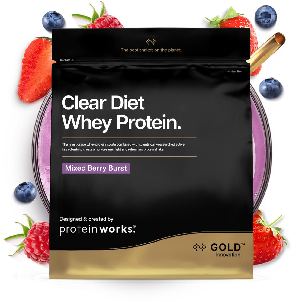 Protein Works | Clear Diet Whey Protein - Gold Innovation, Whey Protein Isolate Powder, Refreshing High Protein Drink, Mixed Berry Burst, 20 Servings, 500g