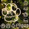 Personalized Dog Cat Paw Ornament Christmas, Custom Pet's Name Ornament, Customized Wooden Dog Paw Ornaments for Christmas Tree view 1