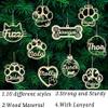 Personalized Dog Cat Paw Ornament Christmas, Custom Pet's Name Ornament, Customized Wooden Dog Paw Ornaments for Christmas Tree view 2