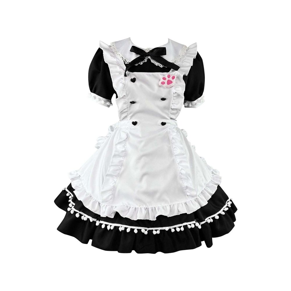 LUSHAasd Women's French Maid Costume Maid Fancy Dress Ladies Cosplay Party Maid Outfit Women Sexy Outfit Cosplay Outfits Cocktail Party Halloween Costumes Black