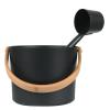 Gdiojnfg Sauna Accessories Kit, 7L Sauna Water Bucket, 7l Sauna Accessories Bucket, Luxurious Finnish Sauna Aluminum Bucket with Long Handle Spoon Set Matching Ladle Sauna Barrel view 1