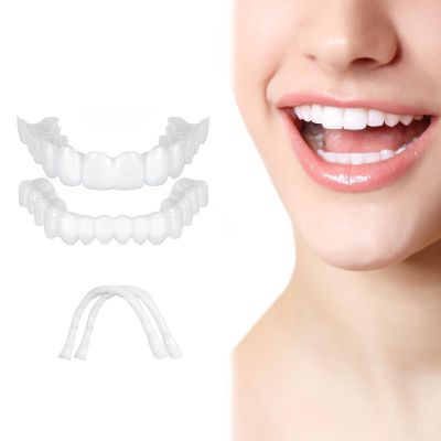 Wttfc 2 Pairs Snap On Veneers Teeth,Instant Veneers Dentures, Fake Teeth Denture,Teeth Veneer,Top And Bottom Clip In Veneers Teeth Temporary Upper And Lower Moldable False Teeth