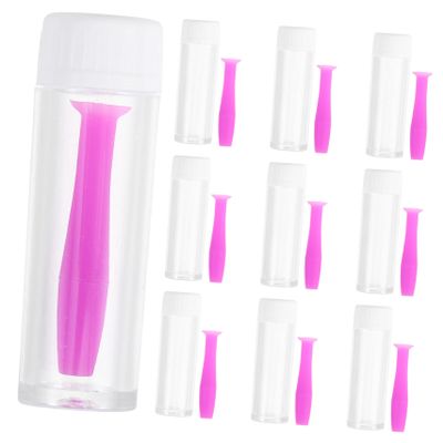 Hoement Silicone Contact Lens Sticks 10pcs Set with Portable Bottle Reusable Small Lens Applicators and Travel Use