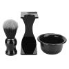 3 In 1 Shaving Brush Kit, Beard Shaving Brush Bowl Holder, Beard Cleaning Face Hair Style Tool Set, Shaving Frame Base and Shaving Soap Bowl and Bristle Hair Shaving Brush view 1