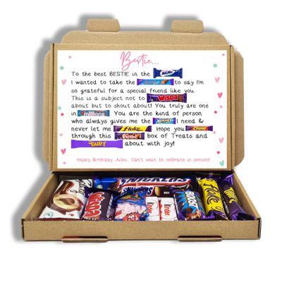 Best Friend Gift Friendship Chocolate Poem Box Best Friend Birthday Gift Hamper Chocolate Box Bestie Gift Thinking of You Get Well Soon - Pink / I