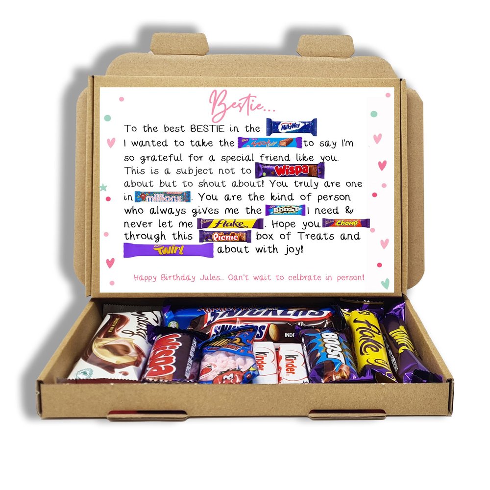 Best Friend Gift Friendship Chocolate Poem Box Best Friend Birthday Gift Hamper Chocolate Box Bestie Gift Thinking of You Get Well Soon - Pink / I