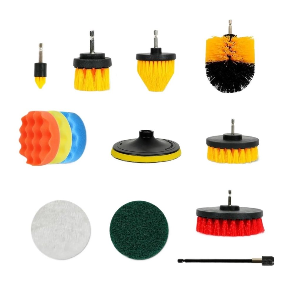 46 Piece All-Purpose Power Cleaning Brush Set With Scrubber And Detailing Extended Reach Attachment For Tiles Grout Car Detail