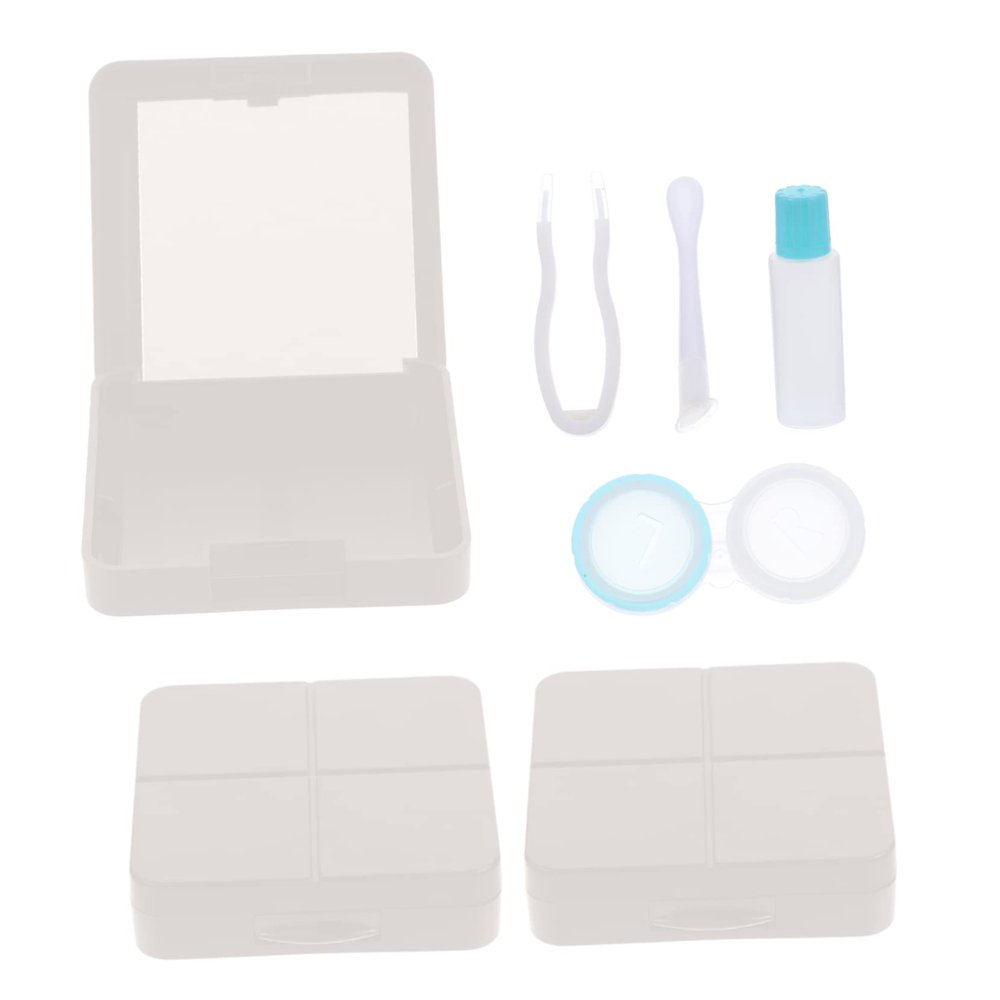 Hoement 3sets Eye Contact Lens Companion Box DIY Makeup Mirror Travel Case for Contacts Lenses Halloween
