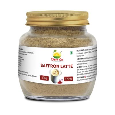 Saffron Latte 100gm/3.52oz- Kesar Milk Masala- Relaxing Drink- Natural Energy Booster- Supports Digestion- Anti-Inflammatory- Overall Well-Being- Healthy Latte- Milk Masala Powder- Caffeine Free Latte