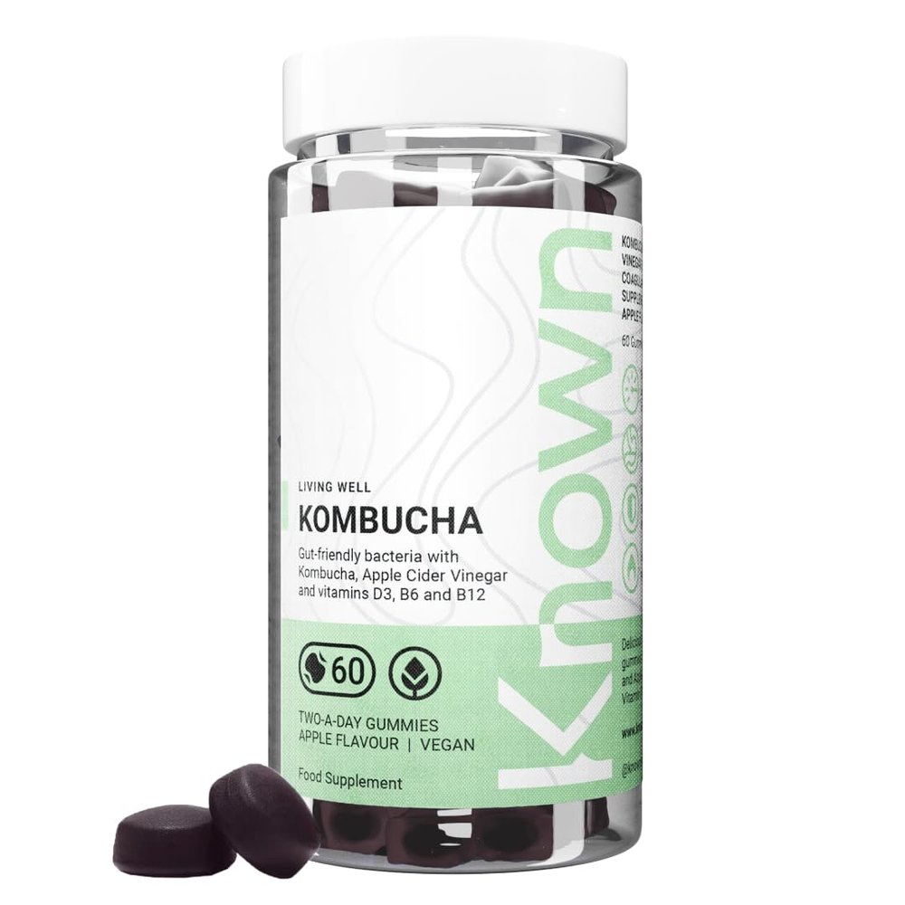 Known Tasty Kombucha Gummies - Apple Cider Vinegar, Gut-Friendly Bacteria & B Vitamins - Natural Apple Flavour - 60 Vegan Gummies, 1 Month Supply