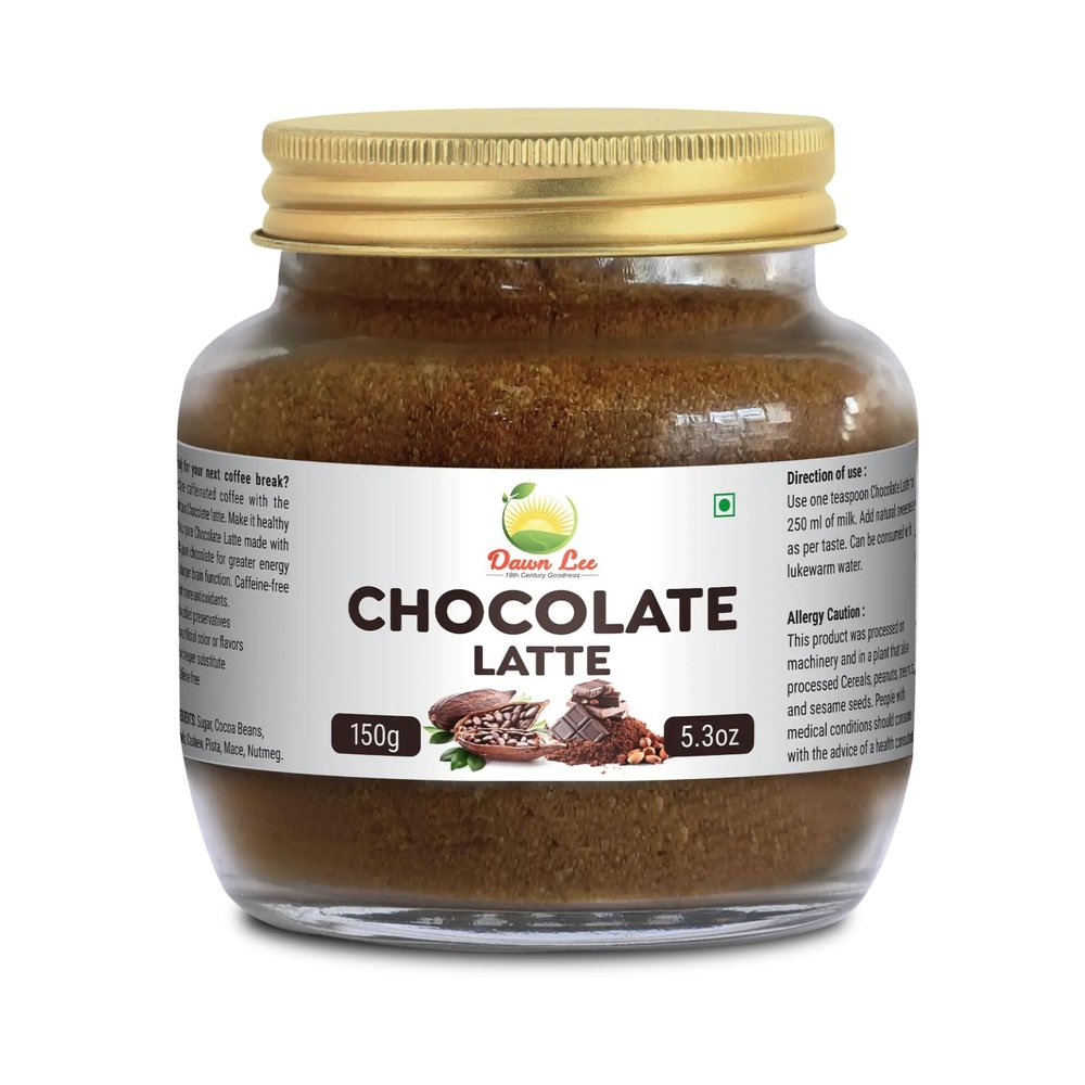 Chocolate Latte 150gm/5.29Oz- Goodness of Cocoa Beans, Mamra Almonds, Memory Booster- Natural Sweetness- Healthy Latte- Milk Masala Powder- Caffeine Free Latte