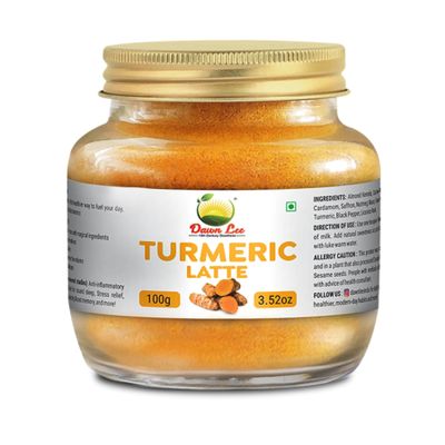 Turmeric Latte 100gm/3.52oz- High Curcumin Turmeric, Mamra Almonds- Multi-Functional Nourishment Natural Golden Milk Elixir for Wellness, Immunity, Anti-Inflammatory Support- Rejuvenating- Sugar Free