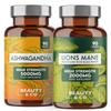 Ashwagandha 5000mg Tablets and Lions Mane 2000mg, High Strength, Vegan, Made in UK. (90+90) view 1