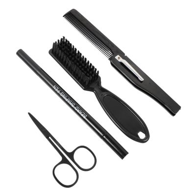 FRCOLOR 4pcs Full Beard Styling Kit Men Beard Pencil Brush Comb Scissors for Mustache Maintenance