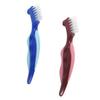Anneome Denture Cleaning Brush and Retainer Brush 2pcs Double-Sided Small Toothbrushes for False Teeth and Braces Oral Care, Portable Cleaning Tools for Seniors (red and Blue view 1