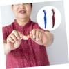 Anneome Denture Cleaning Brush and Retainer Brush 2pcs Double-Sided Small Toothbrushes for False Teeth and Braces Oral Care, Portable Cleaning Tools for Seniors (red and Blue view 4