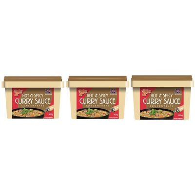 Hot & Spicy Curry Sauce Paste 405g (Pack of 3) | Authentic Fiery Flavors | Ready-to-Use Curry Paste for Quick and Delicious Meals