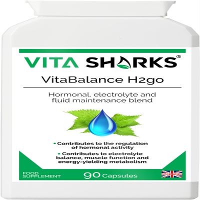 VitaBalance H2go Advanced Water Maintenance Capsules. Fluid, Electrolyte & Hormonal Balance Blend with Magnesium & Vitamin B6. Natural, No Caffeine, Vegan, Kosher