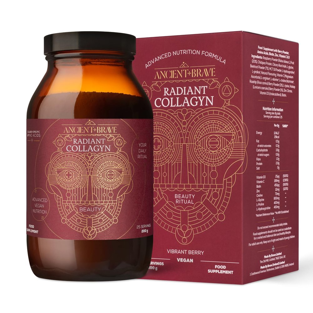 Ancient + Brave - Radiant Collagyn for Beauty 200 Grams - Vegan Collagen Powder with Chicory Root - Plant Based Supplement for Hair, Skin & Nails - Non-GMO, Paleo & Keto