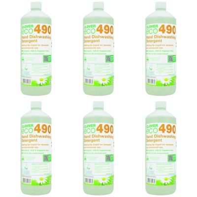 Clover Eco 490 Washing Up Liquid - 6 x 1 Litre