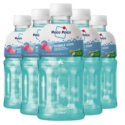 Mogu Mogu Bubble Gum Drink With Nata De Coco Gotta Chew 320ml (Pack of 6) HALAL